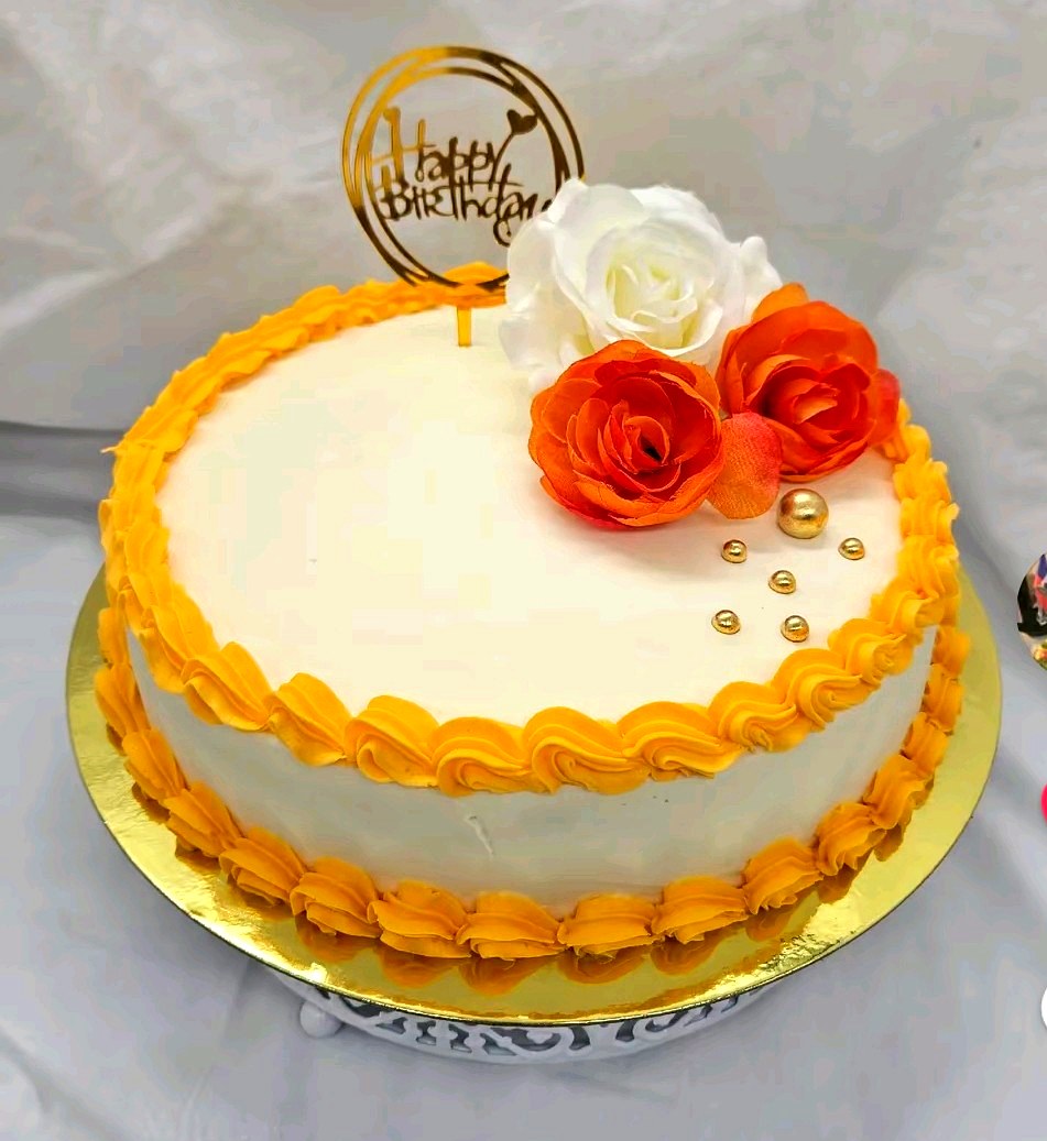 Gâteau Roses Orange & Or